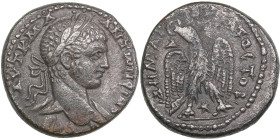 Syria, Seleucis and Pieria. Antioch. BI Tetradrachm - Elagabalus (AD 218-222)
13.41g. 26mm. VF/VF Bust right/Eagle standing facing with spread wings, ...