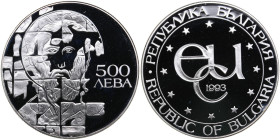 Bulgaria 500 Leva 1993 - European Community - St. Theodor Stratilat
33.61g. PROOF