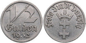Danzig 1/2 Gulden 1932
3.00g. VF/VF KM 153.