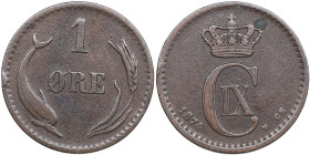 Denmark 1 Øre 1874 CS - Christian IX (1863-1906)
1.94g. VF/VF Sieg 1.1 - H 19A.