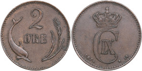Denmark 2 Øre 1874 - Christian IX (1863-1906)
3.94g. AU/AU Sieg 1.1 - H 18A.