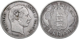 Denmark 1 Krone 1875 - Christian IX (1863-1906)
7.42g. VF/VF Sieg 1.1 H 14A.