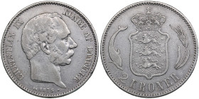 Denmark 2 Kroner 1875 - Christian IX (1863-1906)
14.71g. VF/VF Sieg 1.1 - H 13A.