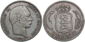 Denmark 2 Kroner 1876 - Christian IX (1863-1906)
14.71g. F/VF Sieg 1.1 - H 13A.