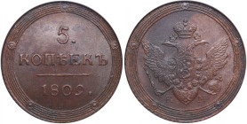 Russia 5 Kopecks 1809 KM - NGC MS 63 BN
Magnificent brown color toning specimen. Rare state of preservation. Bitkin 425 R. Rare!