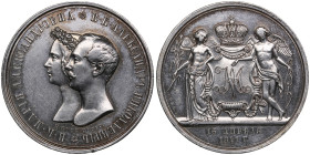 Russia medal Wedding of G.D. Alexander Nikolaevich and Princess Maria Alexandrovna. 1841
30.07g. 36mm. XF/AU Mint luster. Very beautiful specimen. Dia...