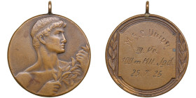 M.S.C Union Athletics medal - 3rd place in 100m run
10.82g. 29mm. VF
