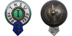 Estonia badge 1938-1939 - TKSÜ I
3.73g. 21x16mm. XF. Roman Tavast.