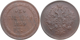 Russia 3 Kopecks 1859 EM
15.53g. XF/AU Bitkin 323.