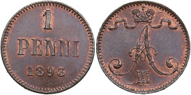 Russia, Finland 1 Penni 1893
1.25g. UNC/UNC Beautiful luminous specimen. Bitkin 256.