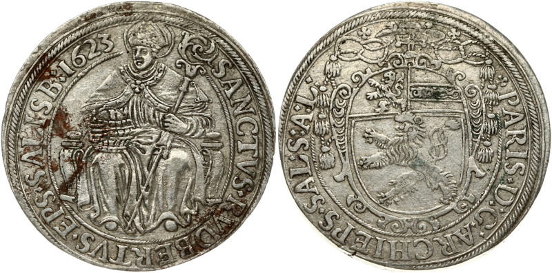 Austria Salzburg 1 Thaler 1623 Paris von Lodron (1619-1653). Obverse: Ornate ova...