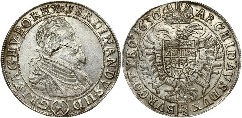 Austria 1 Thaler 1630 Vienna. Ferdinand II (1619-1637). Obverse: Laureate portra...