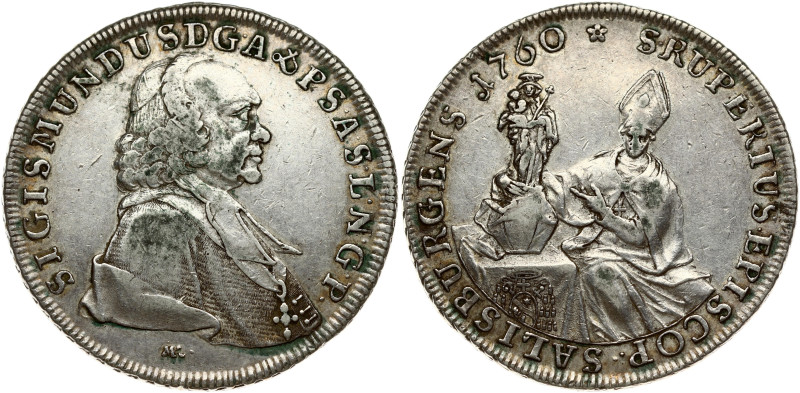 Austria SALZBURG 1 Thaler 1760 MK Sigmund III(1753-1771). Obverse: Bust right. L...