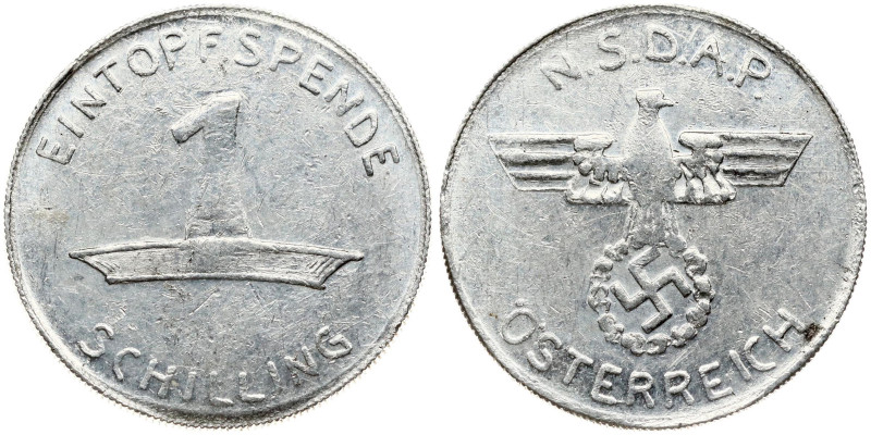 Austria Token 1 Schilling (1936) Eintopfspende. Obverse Lettering: NSDAP Österre...