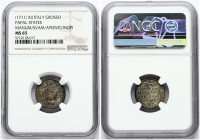 Italy PAPAL STATES 1 Grosso (1711)-XII Clement XI(1700-1721). Averse: Papal arms. Reverse: Inscription in cartouche. Reverse Inscription: DATE / ET / ...