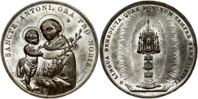 Italy Medal (19th Century) Saint Anthony. Obverse: Sancte Antoni ora pro Nobis. Reverse: O Lingua Benedicta… . Tin. Surface dent. Weight approx: 22.21...