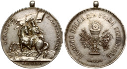 Italy Devotional Medal (19th century) Saint Alexander martyr Bergamo. Riccardo of my first communion. Silver. Weight approx: 15.01g. Diameter: 38x34 m...