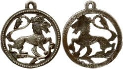 Italy Sign (20th Century) Leo (Zodiac Sign). Obverse: LEO. Reverse: GV MILANO. Brass silvered. Weight approx: 38.00 g. Diameter: 61x54 mm