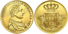 Portugal 1/2 Peca 1831 Miguel I (1828-1834). Obverse: Armored laureate bust right. Lettering: MICHAEL·I·D·G·PORTUGALIÆ·ET·ALGARB·REX 1831. Reverse: Cr...