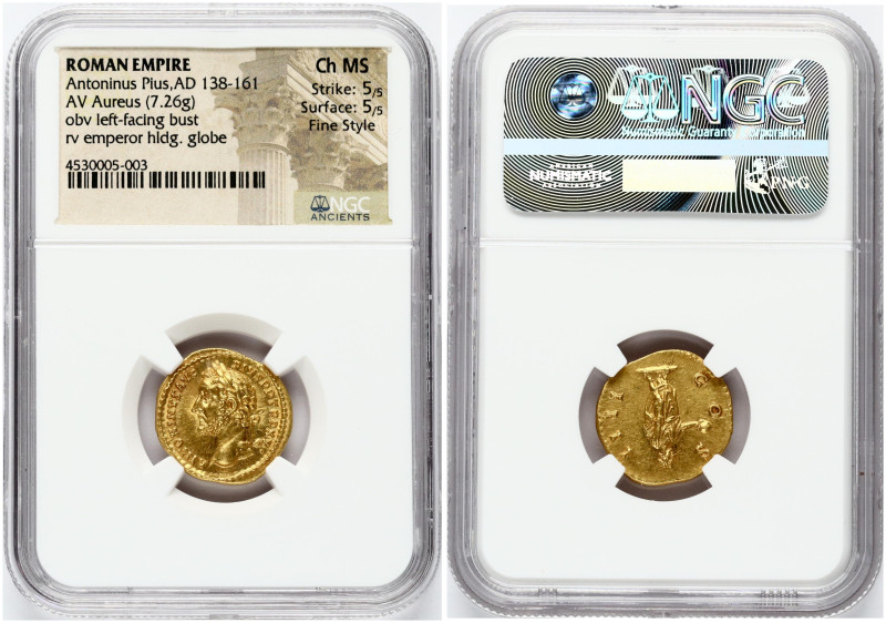 Roman Empire 1 Aureus (151-152) Antoninus Pius. ANTONINUS PIUS A.D. 138-161. AV ...