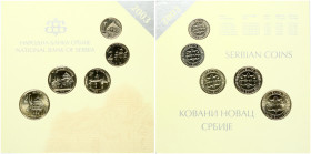Serbia 1 - 20 Dinara 2003 SET Obverse: Logo of the National Bank of Serbia. Reverse: Different. Nickel brass. With Original Pack. Lot of 5 Coins