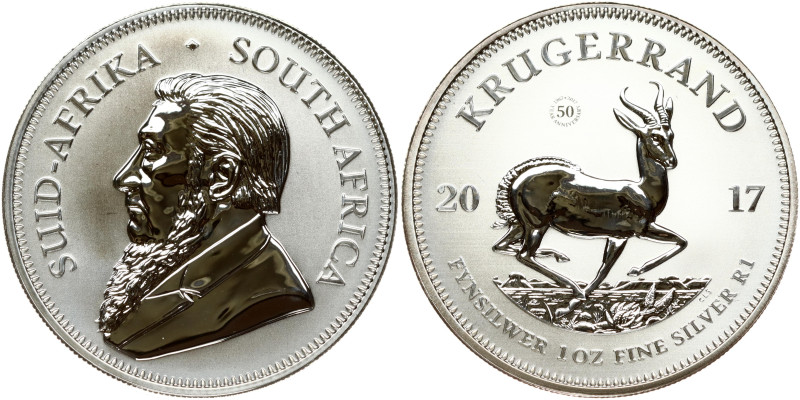 South Africa 1 oz Silver Krugerrand 2017 50th anniversary of the Krugerrand. Obv...