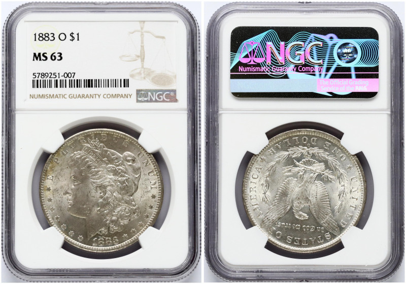 USA 1 Dollar 1883 O 'Morgan Dollar' New Orleans. Obverse: Liberty head; facing l...