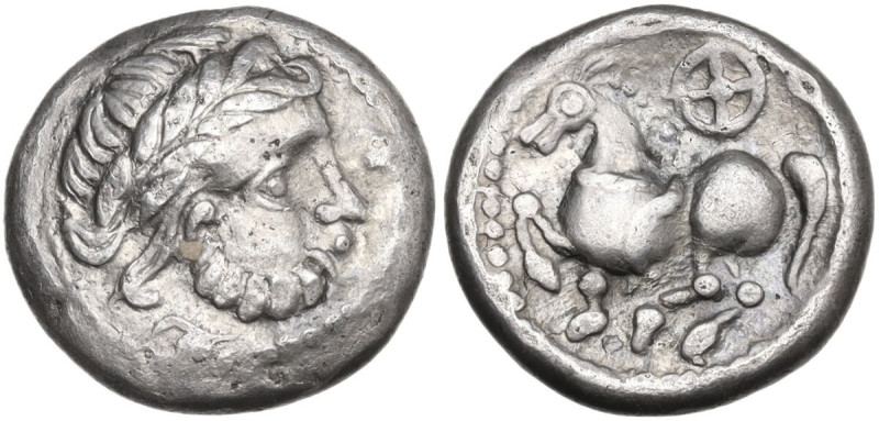 Celtic World. Celtic, Eastern Europe. The Skordoski. AR Drachm, 3rd century BC. ...