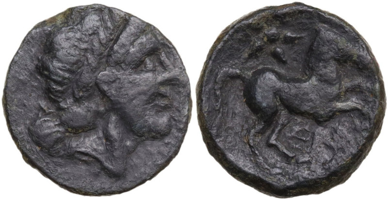 Greek Italy. Northern Apulia, Salapia. AE 18 mm, 225-210 BC. Obv. Laureate head ...