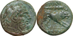 Greek Italy. Northern Apulia, Teate. AE Quadrunx, 225-200 BC. Obv. Bearded head of Herakles right, wearing lion's skin. Rev. Lion right; above, club; ...