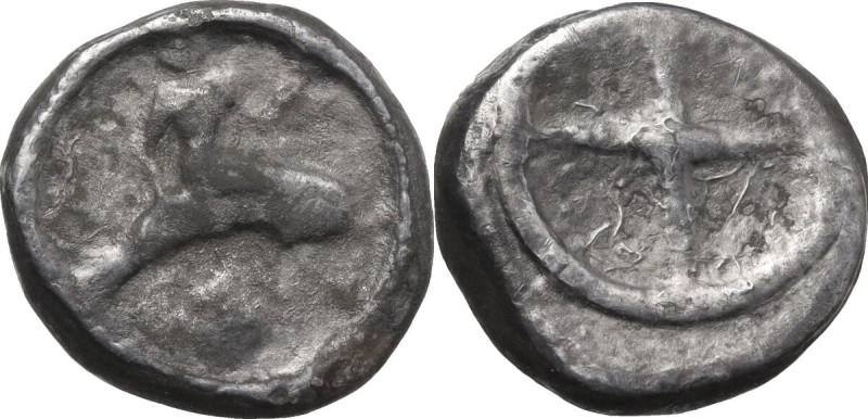 Greek Italy. Southern Apulia, Tarentum. AR Nomos, c. 480-470 BC. Lightly toned, ...