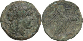 Sicily. Akragas. Phintias, Tyrant (287-278 BC). AE 20 mm. Obv. Laureate head of Apollo right. Rev. Two eagles right, the closer holding head upright, ...
