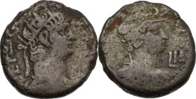 Nero (54 68). BI Tetradrachm, Alexandria mint (Egypt), dated RY 12 (65-66). Obv. Radiate bust right, wearing aegis. Rev. Draped bust of Alexandria rig...