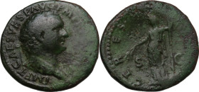 Titus (79-81). AE Dupondius. Rome mint. Struck AD 80. Obv. Radiate head right. Rev. Ceres standing left, holding patera and torch. RIC II 111a. AE. 10...