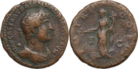 Hadrian (117-138). AE As, 121-123 AD. Obv. Bust of Hadrian, laureate, draped and cuirassed, right, viewed from front. Rev. Pax standing left, holding ...