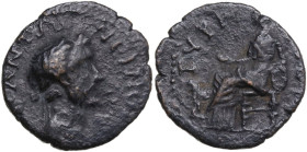 Antoninus Pius (138-161). AE Tetrassarion. Tyra mint (Scythia). Obv. Laureate head right. Rev. Cybele seated left, holding patera and resting elbow on...