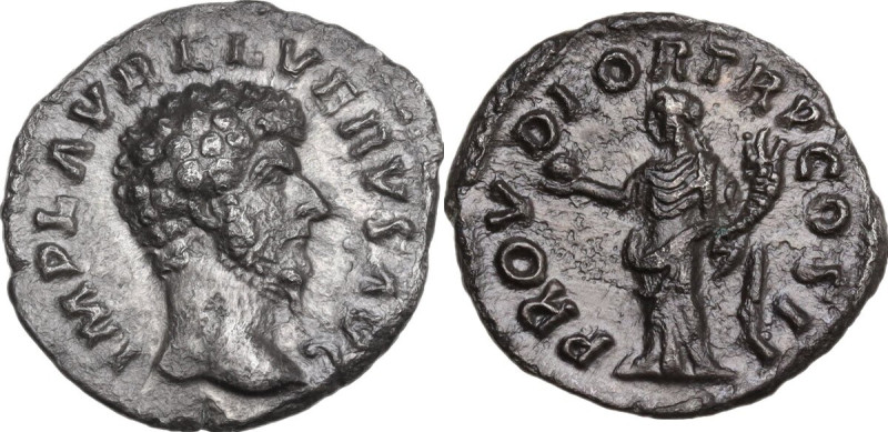 Lucius Verus (161-169). AR Denarius, 161 AD. Obv. Head of Lucius Verus, bare, ri...
