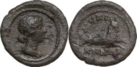 Commodus (177-193). AE 20 mm, Cyzicus (Mysia) mint. Obv. Draped bust of Kore Soteira right. Rev. Capricorn right. RPC online 796 (temporary). AE. 3.60...