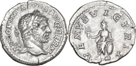 Caracalla (198-217). AR Denarius, 213-217. Obv. Laureate head right. Rev. Venus standing left, holding helmet and leaning on shield. RIC IV 311B. AR. ...