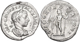 Severus Alexander (222-235 AD). AR Denarius. Rome mint. Struck AD 223. Obv. IMPC M AVR SEV ALEXAND AVG. Laureate, draped and cuirassed bust right. Rev...