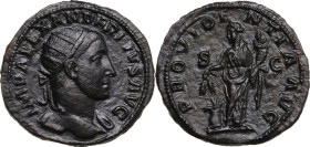 Severus Alexander (222-235). AE Dupondius, 231-235. Obv. Bust of Severus Alexander, radiate, draped over left shoulder, right. Rev. Providentia, drape...