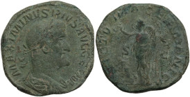 Maximinus I (225-238). AE Sestertius, 236-238 AD. Obv. MAXIMINVS PIVS AVG GERM. Laureate, draped and cuirassed bust right. Rev. VICTORIA GERMANICA SC....