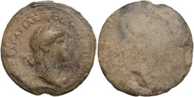 Clay Seal, time of Nero (?). D/ Laureate head right. R/ Blank. 6.74 g. 35.50 mm. Most likely made with a coin die. Good F.