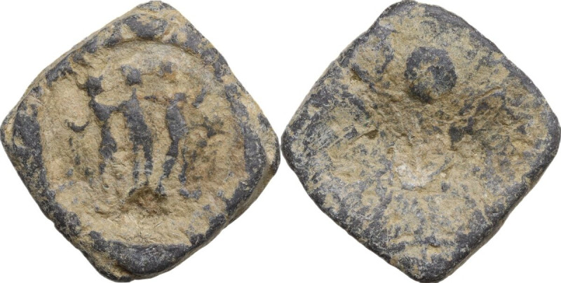PB Tessera, 19.0x19.5 mm, Asia Minor, 1st-3rd century AD. D/ The Tree Graces dan...