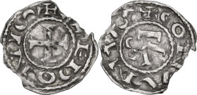 France. Conan III (1112-1148), comte de Rennes et duc de Bretagne. AR Denier, Bretagne, Rennes mint. PdA 268. AR. 0.80 g. 20.00 mm. Lightly toned. VF.
