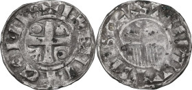 France. Thibaut II (1125-1152). BI denier. Obv. cross pattée; pellet in first and fourth quarters; ω in third quarter and Λ in second joined by line. ...