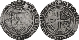 France. Charles VIII (1483-1498). AR Blanc à la couronne, Bourges mint, 1488. Duplessy 587. AR. 2.00 g. 24.00 mm. Toned. About VF.