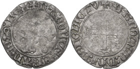 France. Charles VIII (1483-1498). AR Blanc Carolus. Duplessy 593. AR. 2.40 g. 25.00 mm. Toned. Good F/About VF.