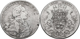 Germany. Friedrich Christian of Brandendburg-Bayreuth (1763-1769). AR Konventionstaler, 1766. Dav. 2042; KM 252. AR. 27.64 g. 40.00 mm. Good F.