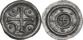 Hungary. Uncertain issuer. AR Denar, 12th century AD. Huszár (Béla II) 99; Opitz 18.12.1.. AR. 0.30 g. 12.00 mm. About EF.